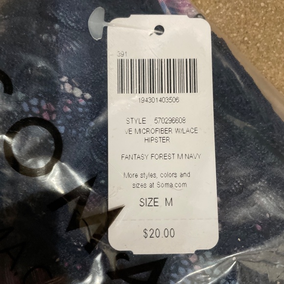 Soma 6 pairs of vanishing edge microfiber with lace hipster  panties, size M - Picture 3 of 3